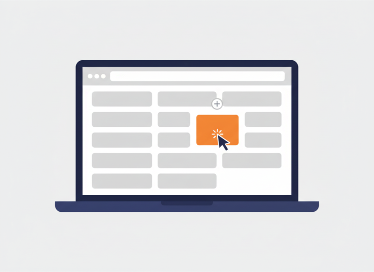 Illustration of a website page with a new section being dropped into place